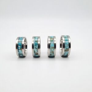 Genuine Roysten Turquoise Inlay Band Ring (1pc)
